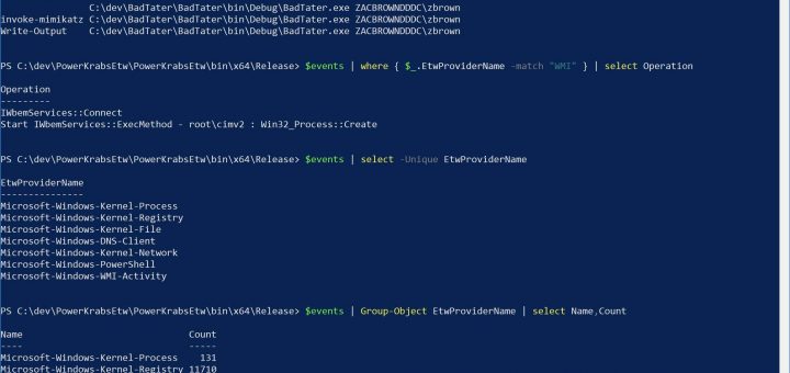 PowerKrabsEtw: PowerShell interface for doing real-time ETW tracing