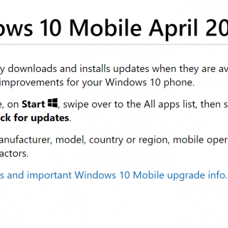 Windows 10 Mobile April Update