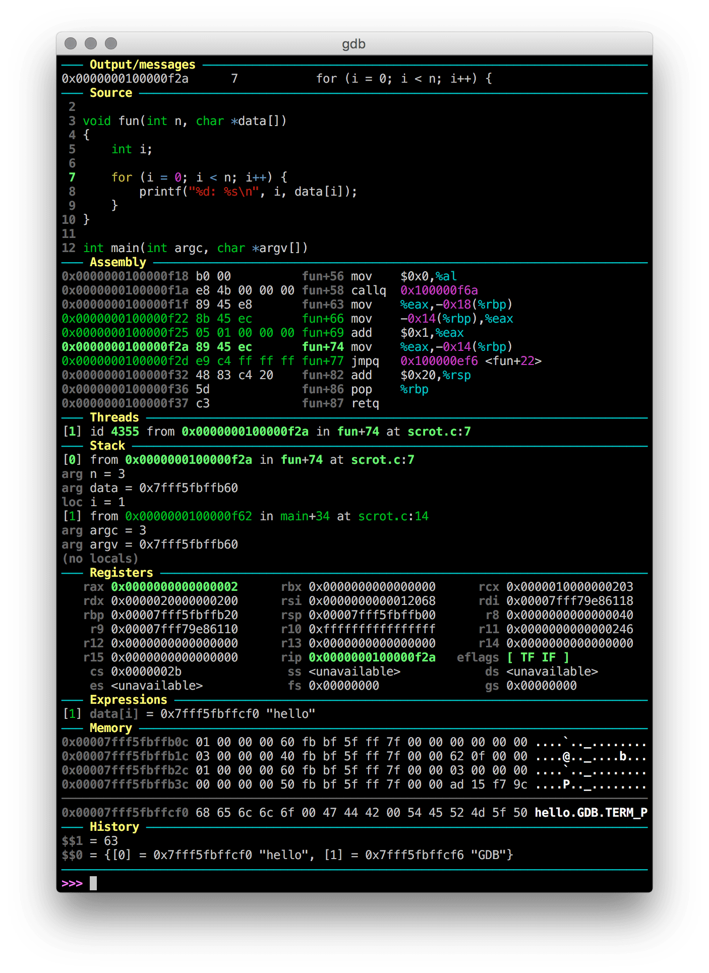 gdb dashboard