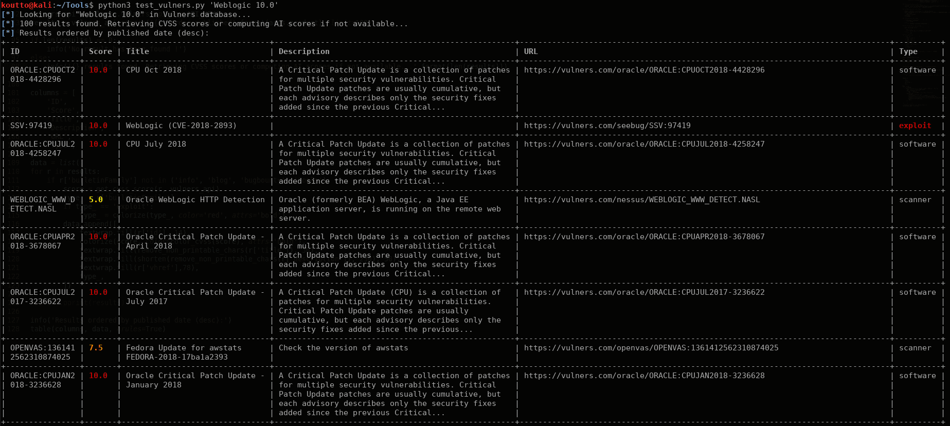 vulnerabilities lookup