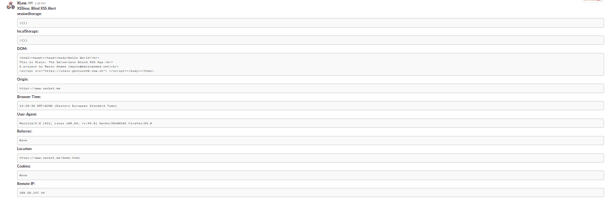 Serverless Blind XSS