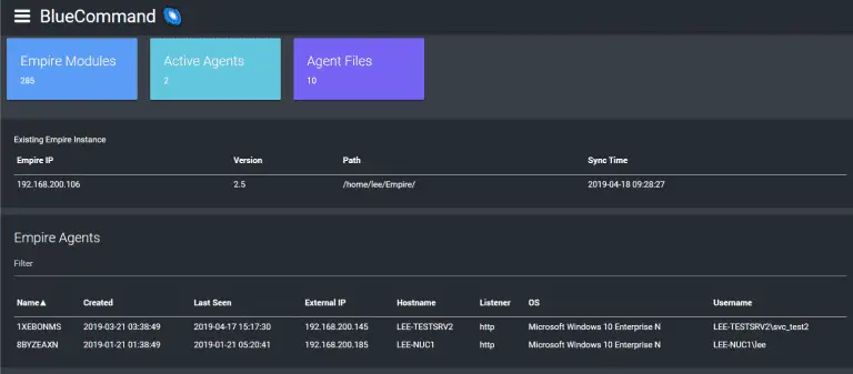 PowerShell Empire Dashboarding