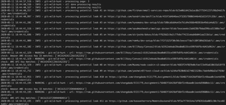 hunt for credentials in github