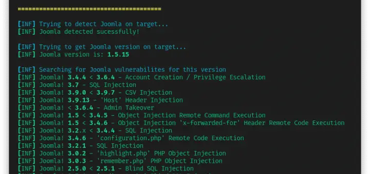 Joomla vulnerability scan