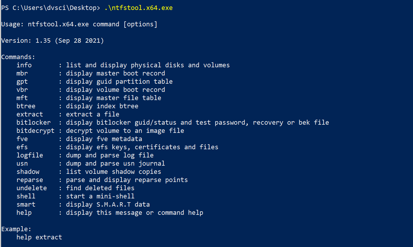 NTFS Forensics tool