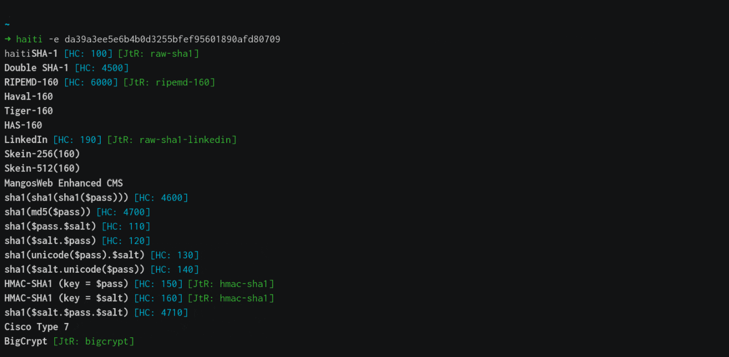 Hash type identifier