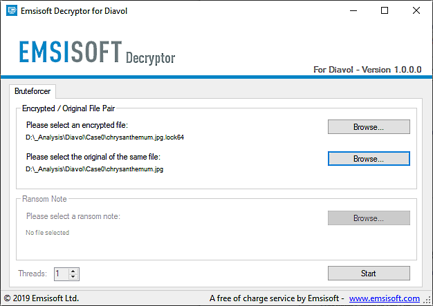 Diavol ransomware decryptor