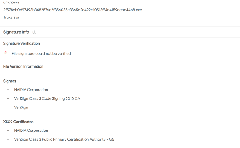 Nvidia certificate malware