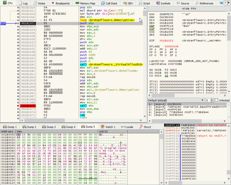 invoke encrypted shellcode