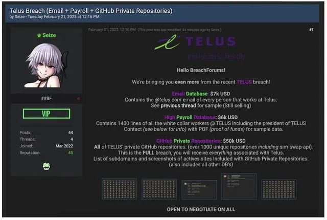 Telus data breach