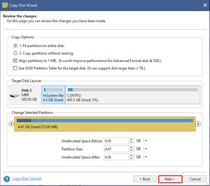 cloned hard disk shows wrong size