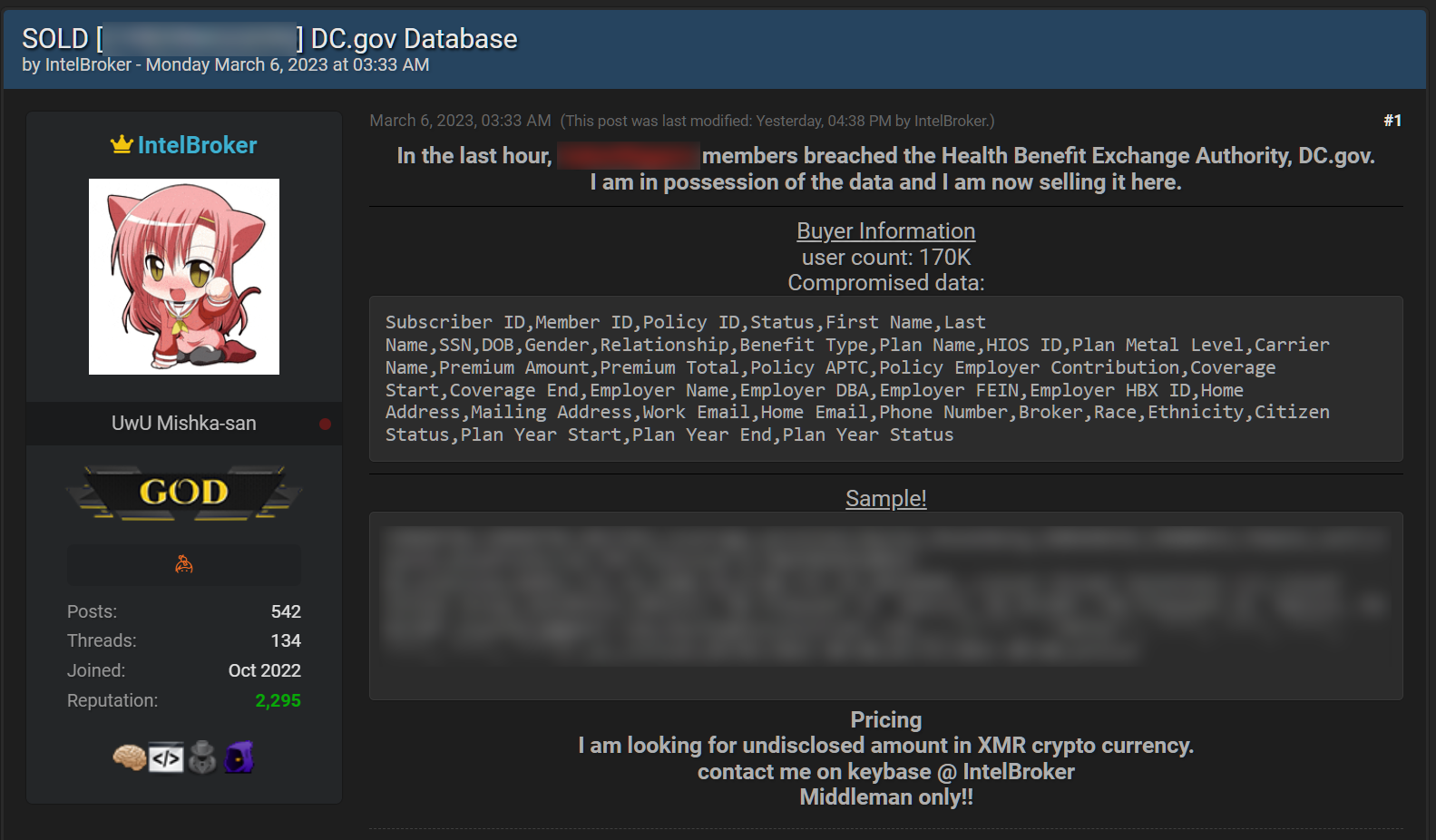 DC Health Link data breach