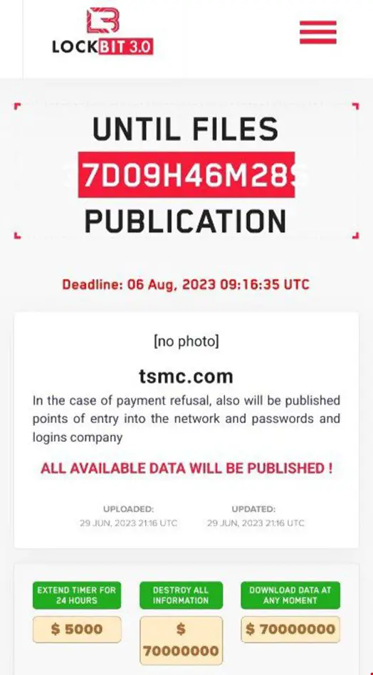 LockBit Ransomware TSMC