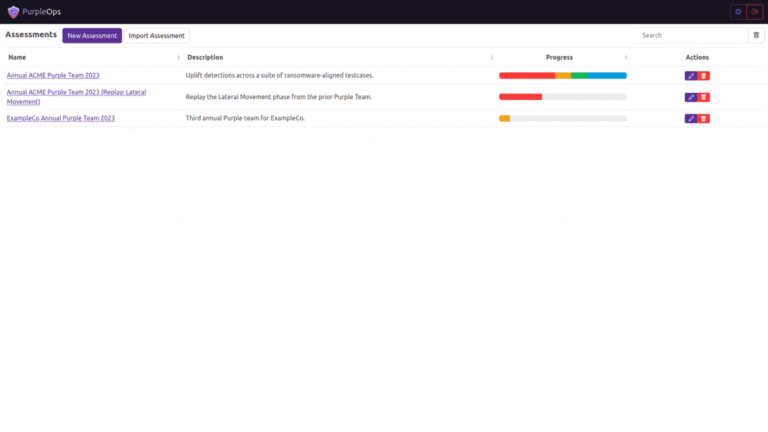 track Purple Team assessments