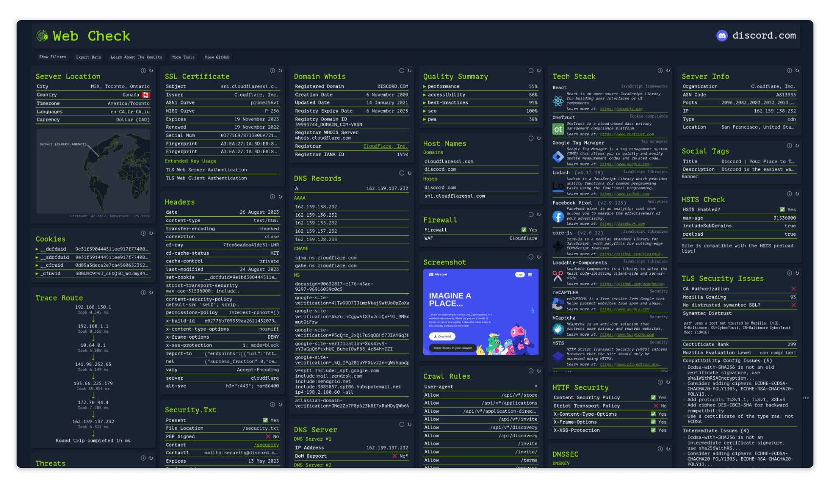 website OSINT tool