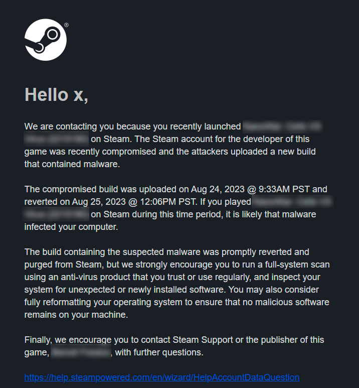 Steam Malware