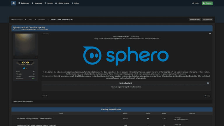 Sphero data leak