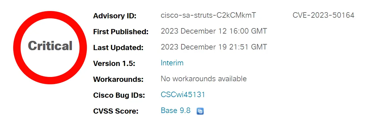 CVE-2023-50164 Cisco