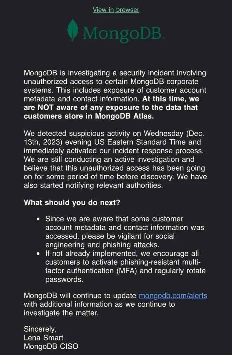 MongoDB data breach