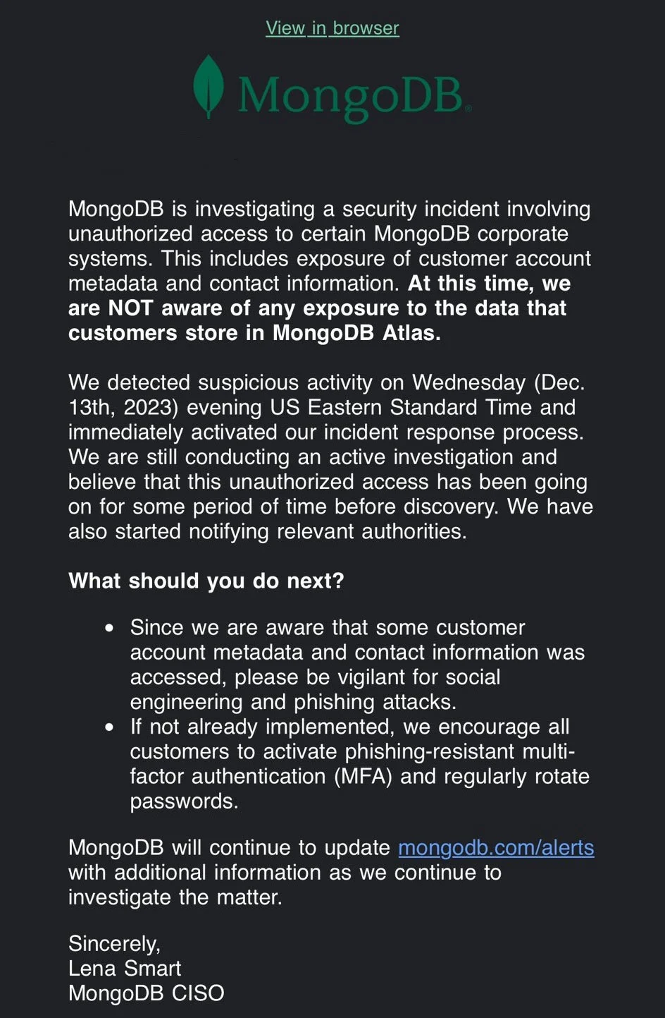 MongoDB data breach