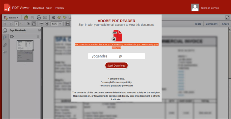 Fake PDF Login Phishing