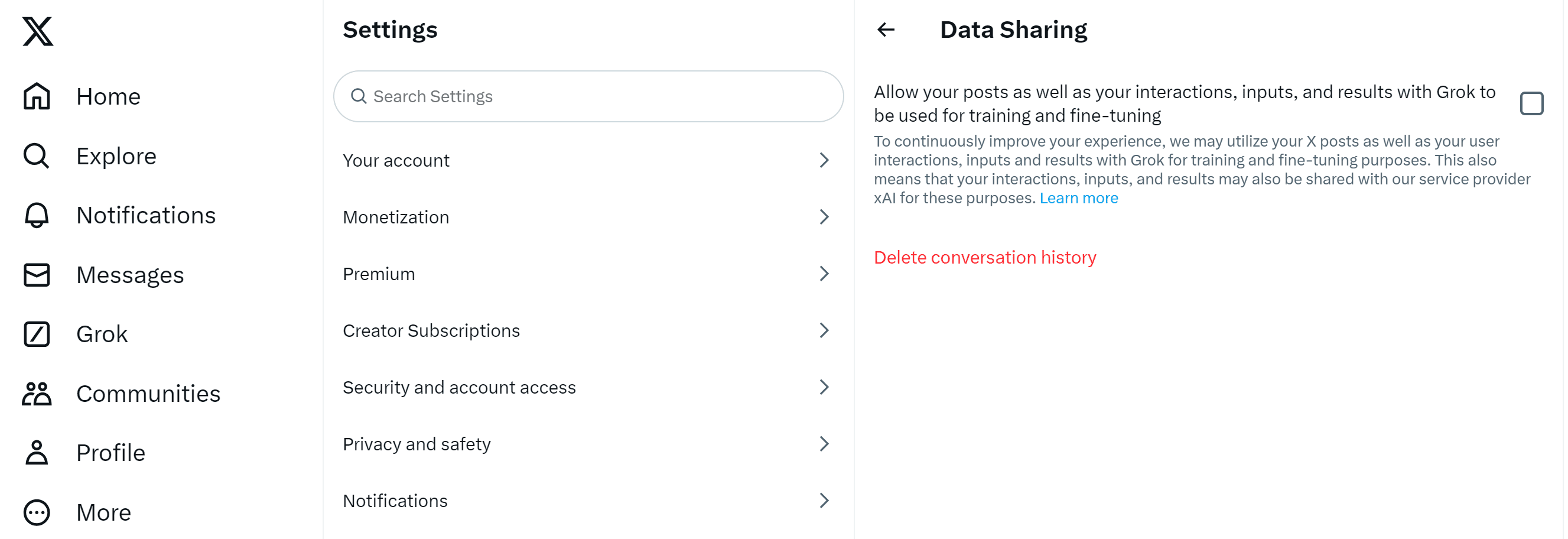 xAI User Data