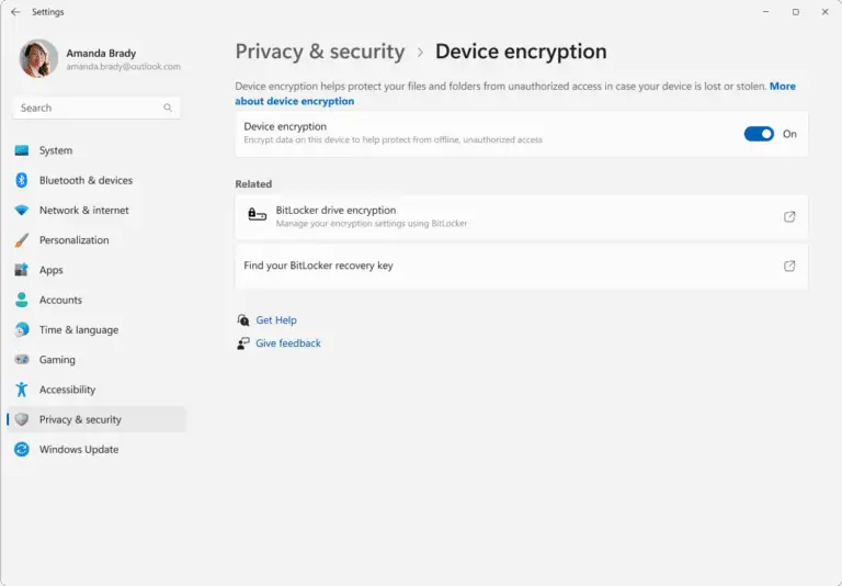 Enable Windows Device Encryption