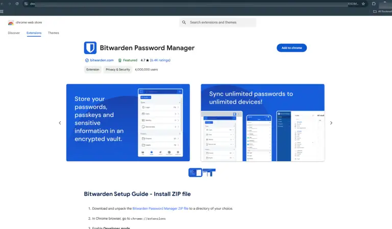 Bitwarden browser extension