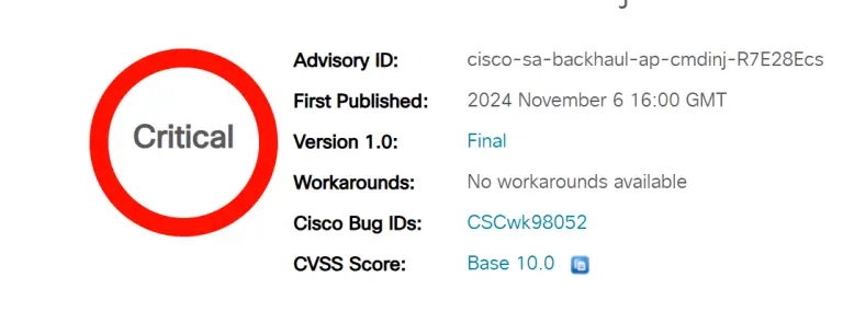 Cisco Ultra-Reliable Wireless Backhaul - CVE-2024-20418