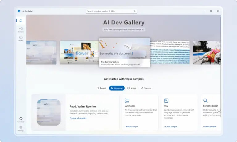 Microsoft AI Dev Gallery