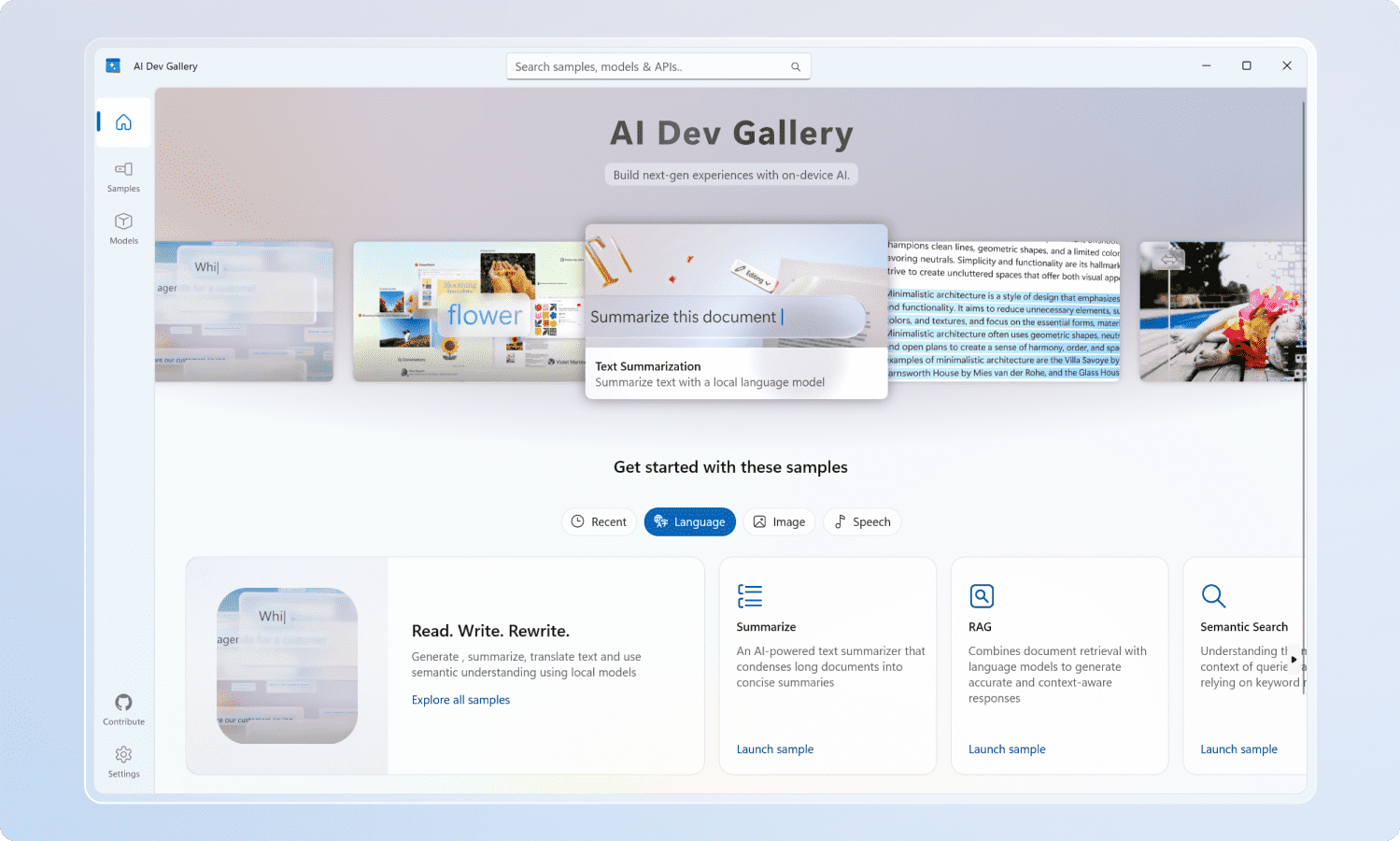 Microsoft AI Dev Gallery