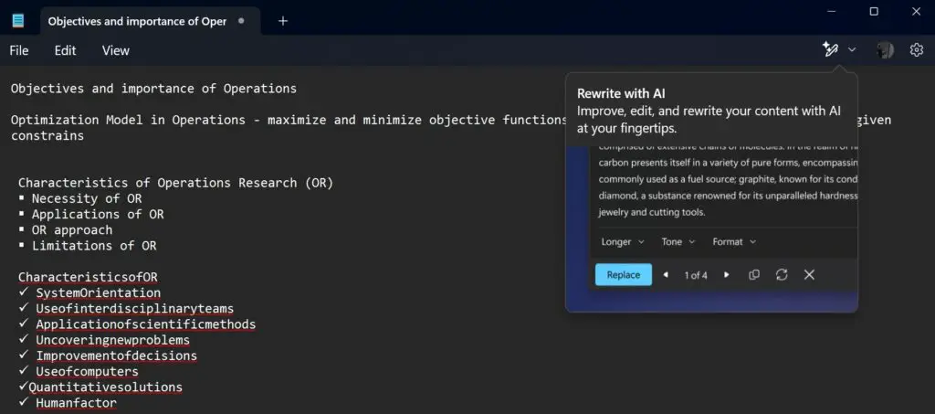 Windows 11 Notepad AI